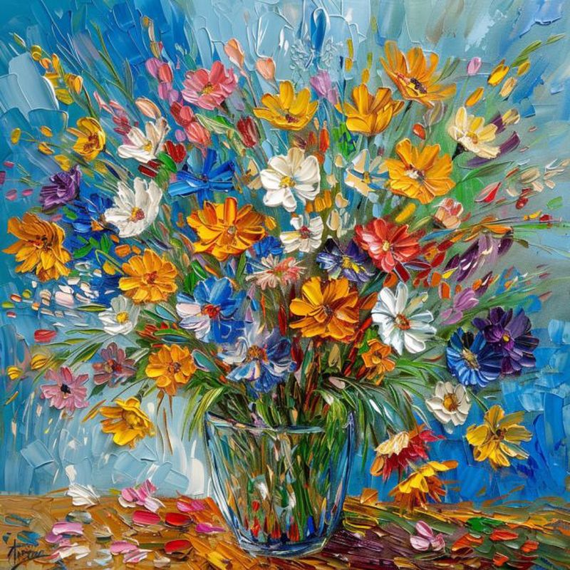 Resin Art On Canvas - GATYZTORY Oil Painting By Numbers Flower