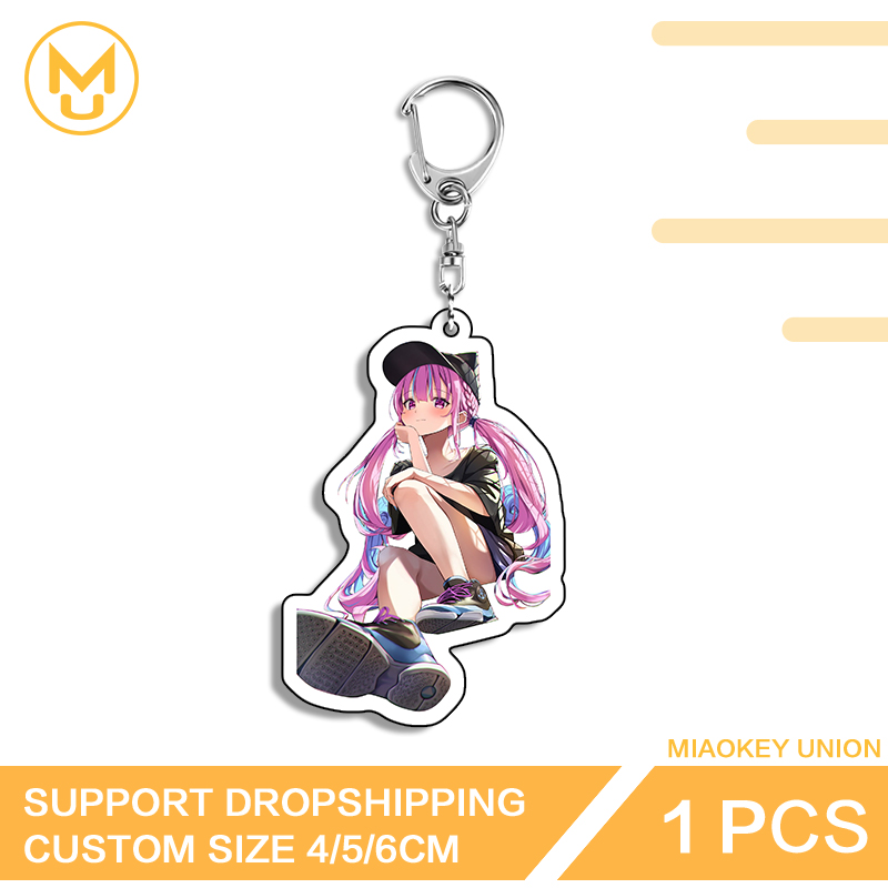 Resin Art Keychain Design - Cute Trendy Minato Aqua Hololive Sitting