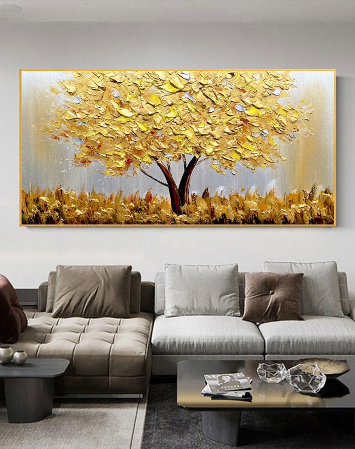 Resin Art On Canvas - Blooming Gold Tree On Canvas Abstract