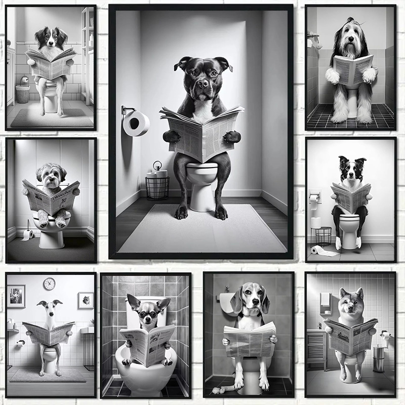 Resin Art On Canvas - (1pc frameless)Funny Animal Dog Sitting On