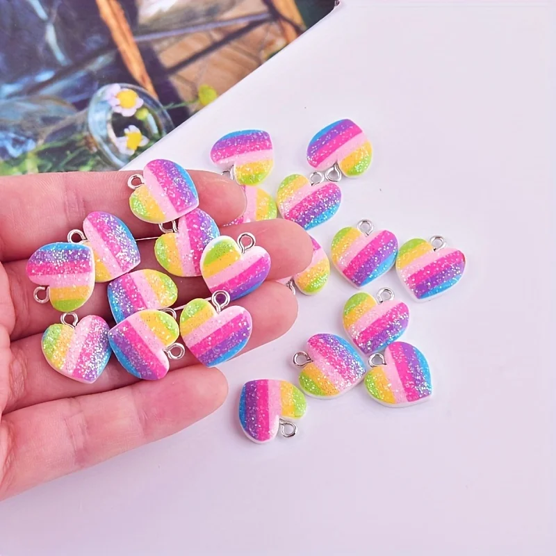 10Pcs Colorful Heart Resin Cha - Resin Art Essentials recension och pris