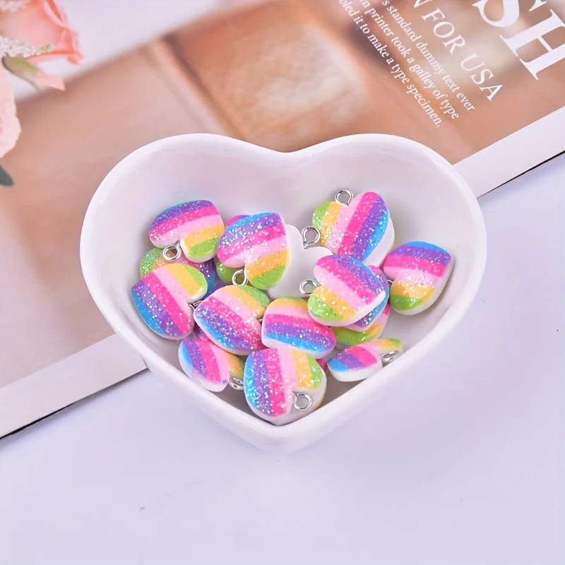 10Pcs Colorful Heart Resin Cha - Resin Art Essentials recension och pris