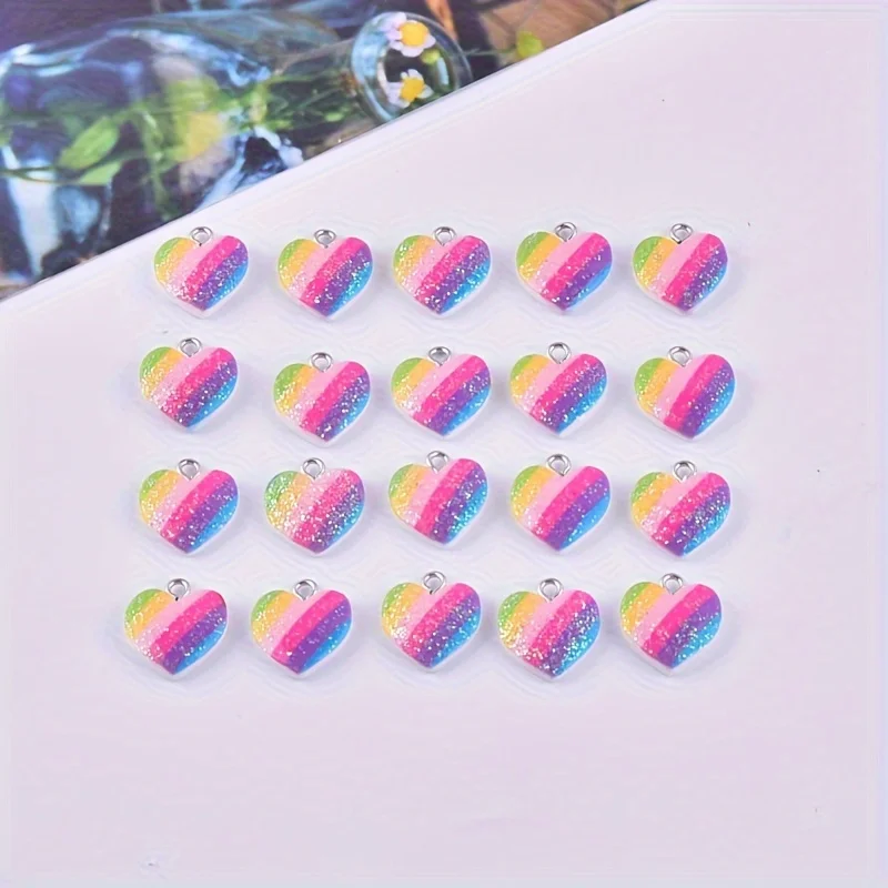 10Pcs Colorful Heart Resin Cha - Resin Art Essentials recension och pris