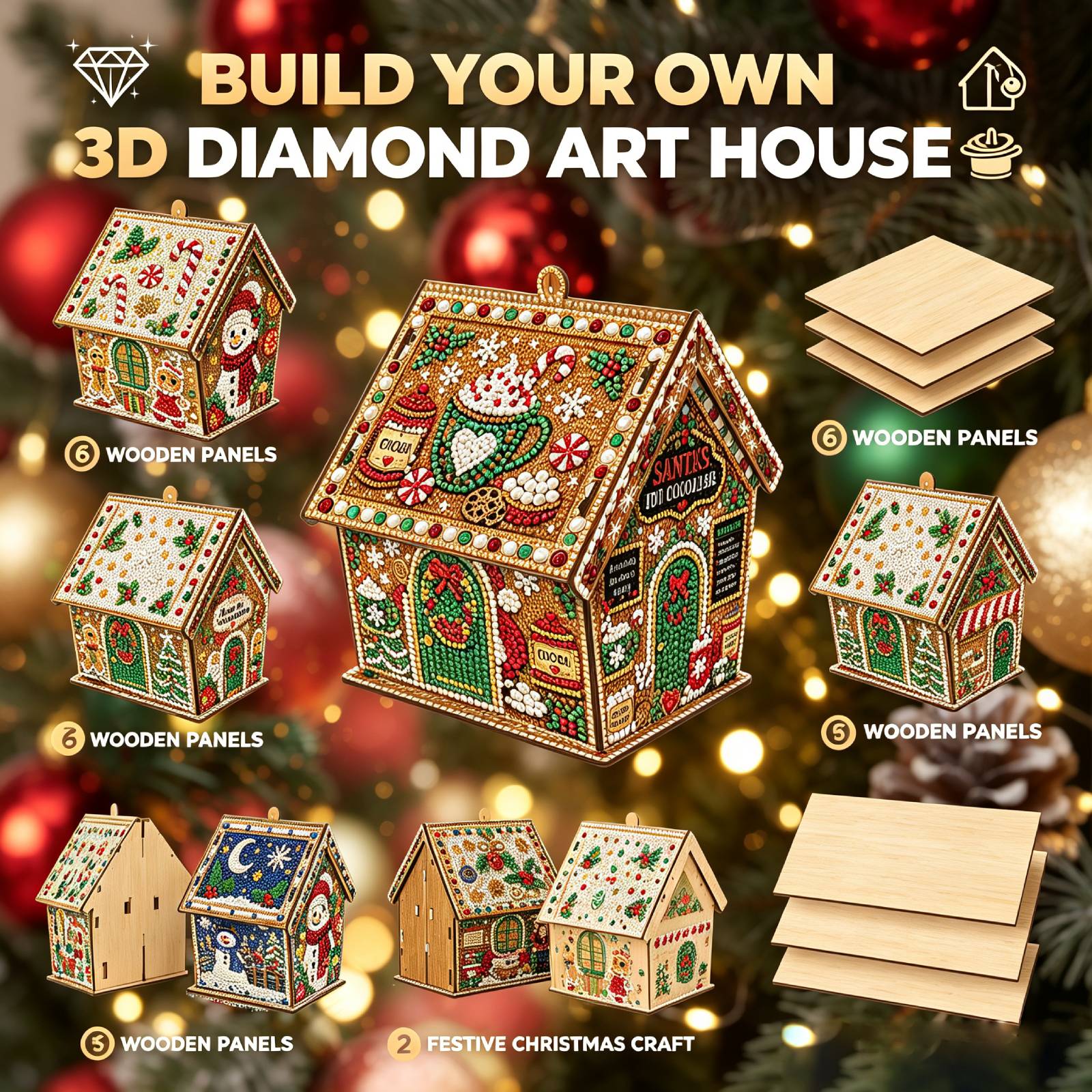 DIY Wooden Christmas House Dia - Xmas Resin Art recension och pris