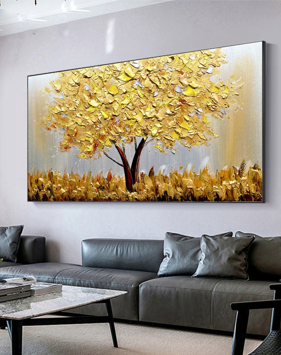 Blooming Gold Tree On Canvas A - Resin Art On Canvas recension och pris